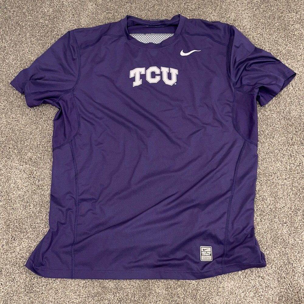 TCU Nike Pro Combat Hypercool Baseball Shirt (XL)